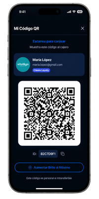 Código QR personal del cliente para canjear en InnovaWallet